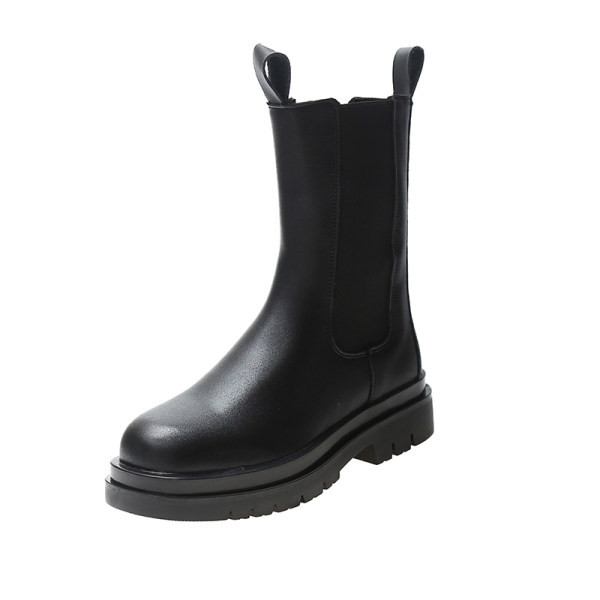 Нов модел дамски заоблени боти от изкуствена кожа 