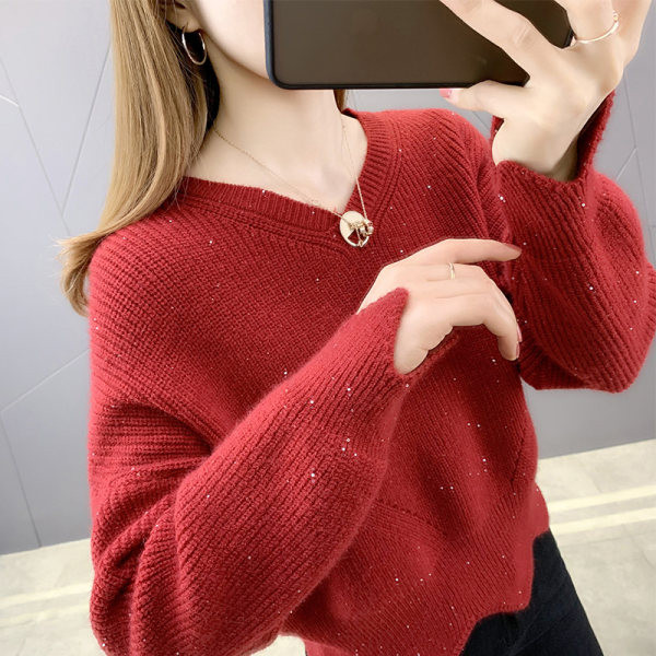 Női pulóver új modellje, spitz nyakkivágással