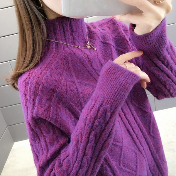 Γυναικείο χειμωνιάτικο πουλόβερ με γιακά- πολλά χρώματα