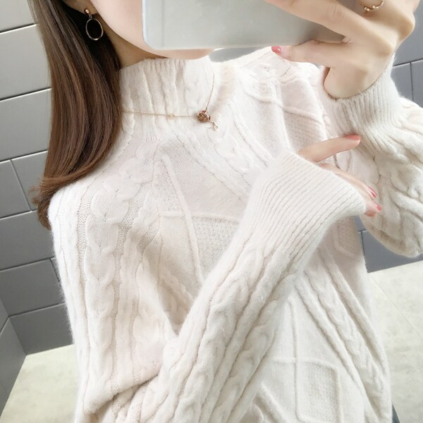 Γυναικείο χειμωνιάτικο πουλόβερ με γιακά- πολλά χρώματα