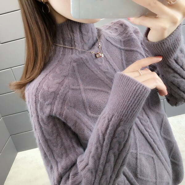 Γυναικείο χειμωνιάτικο πουλόβερ με γιακά- πολλά χρώματα