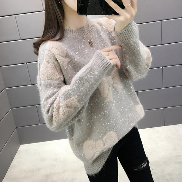 Γυναικείο πουλόβερ φαρδύ μοντέλο με κορδέλες