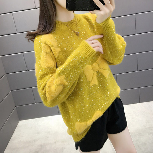 Γυναικείο πουλόβερ φαρδύ μοντέλο με κορδέλες