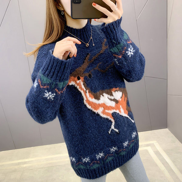 Γυναικείο χοντρό χειμωνιάτικο πουλόβερ με απλικέ