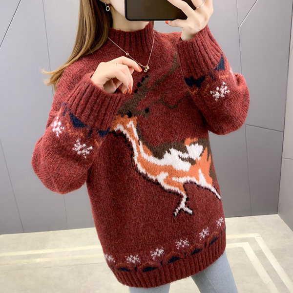 Γυναικείο χοντρό χειμωνιάτικο πουλόβερ με απλικέ