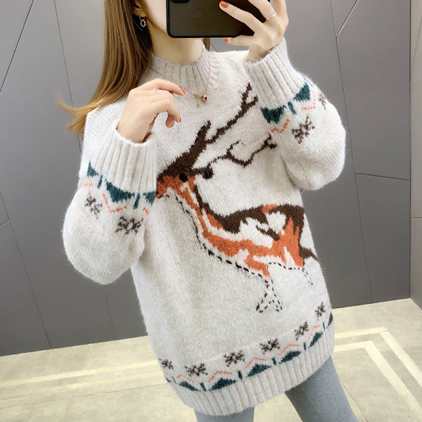 Γυναικείο χοντρό χειμωνιάτικο πουλόβερ με απλικέ