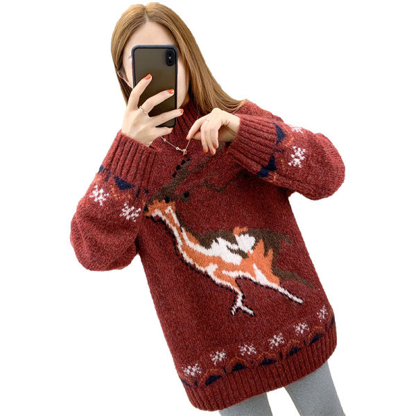 Γυναικείο χοντρό χειμωνιάτικο πουλόβερ με απλικέ