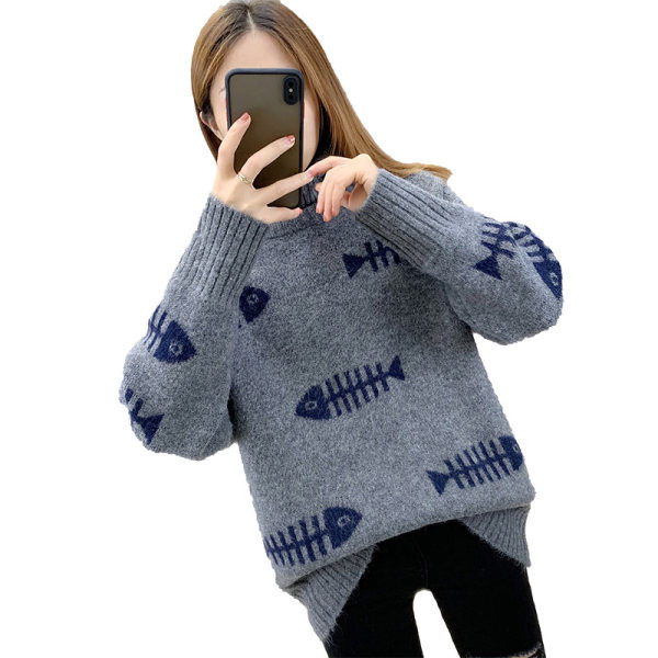 Χειμερινό πουλόβερ με γιακά πόλο και απλικέ για γυναίκες