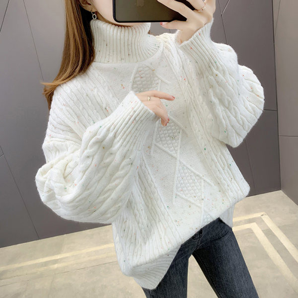 Naiste kootud sviiter kõrge polo kraega