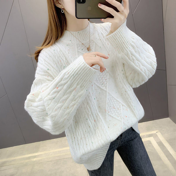 Női pulóver alacsony gallérral - kötött