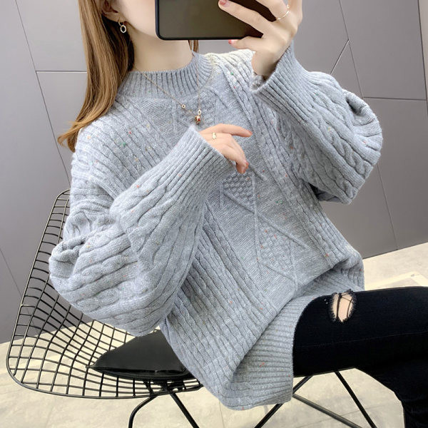 Női pulóver alacsony gallérral - kötött