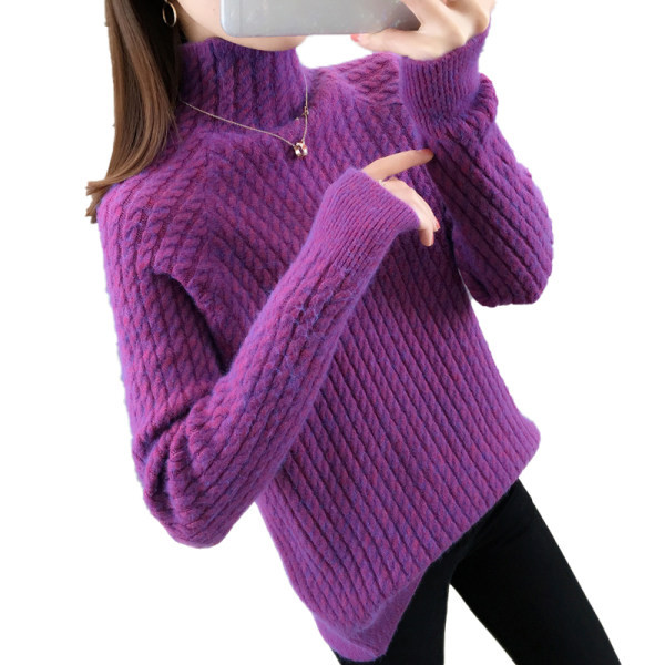Πλεκτό γυναικείο πουλόβερ με ψηλό γιακά