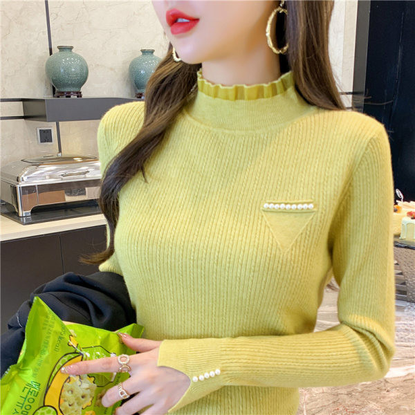 Vékony női pulóver őszre és télre polo gallérral