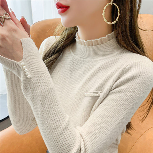 Vékony női pulóver őszre és télre polo gallérral