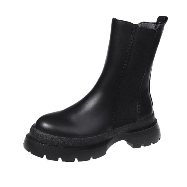 Sima modell bőrcsizma vastag talppal nőknek