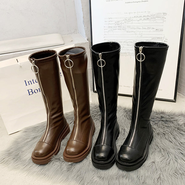 Új modell női bőrcsizmák cipzárral - fekete és barna
