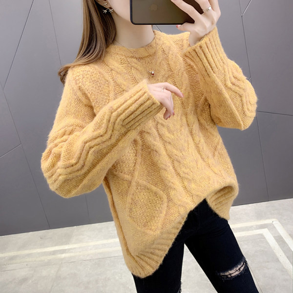 Női téli pulóver ovális nyakkivágással, több színben