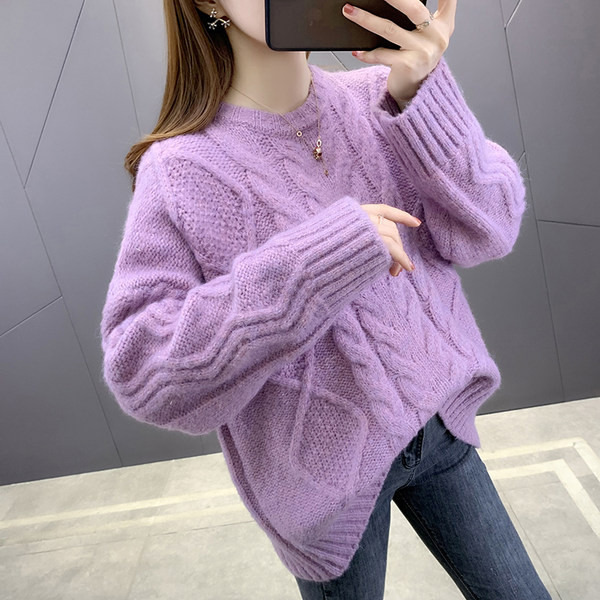 Női téli pulóver ovális nyakkivágással, több színben