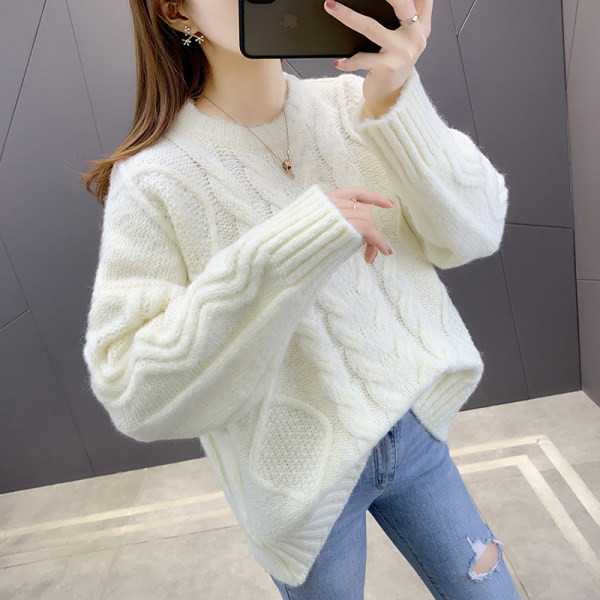 Női téli pulóver ovális nyakkivágással, több színben