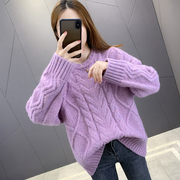 Női téli pulóver ovális nyakkivágással, több színben