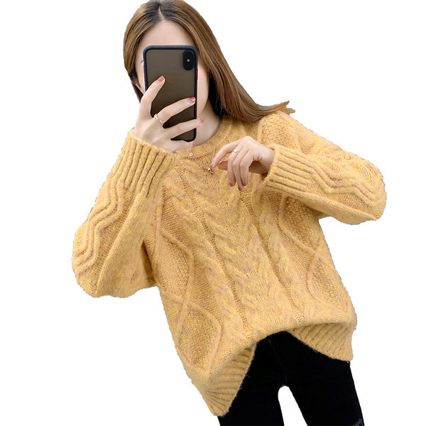 Női téli pulóver ovális nyakkivágással, több színben