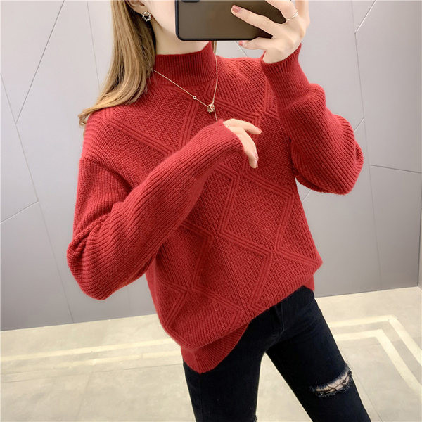 Őszi-téli női pulóver magas gallérral