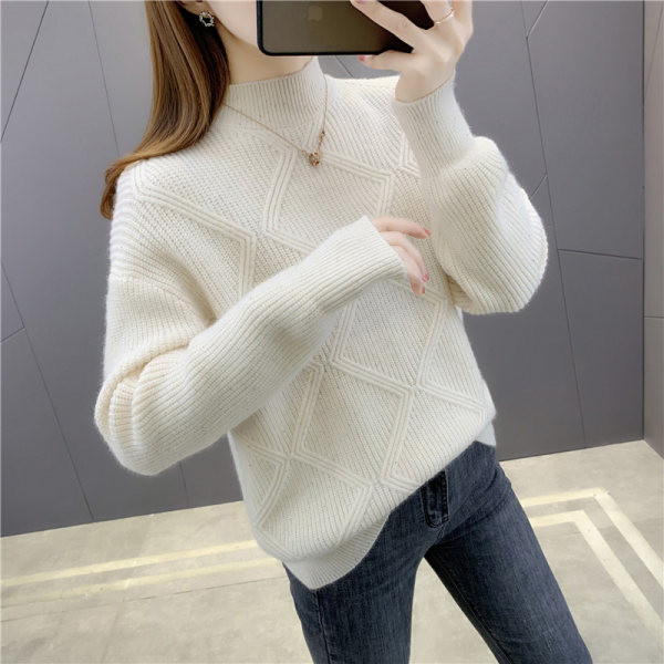 Őszi-téli női pulóver magas gallérral