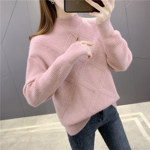 Őszi-téli női pulóver magas gallérral