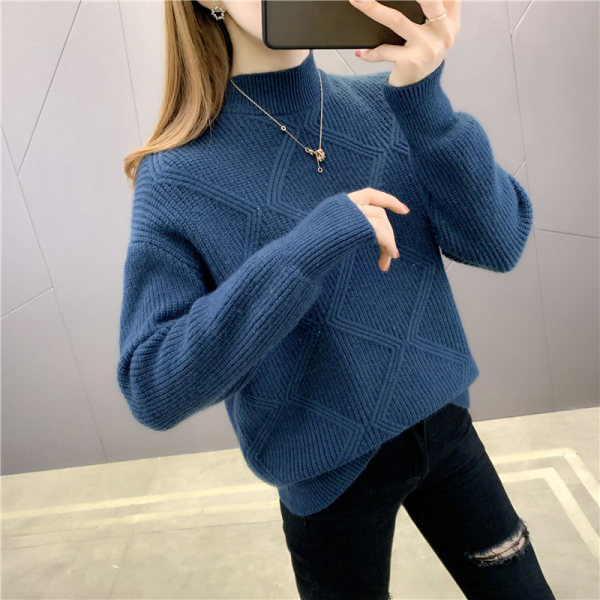 Őszi-téli női pulóver magas gallérral