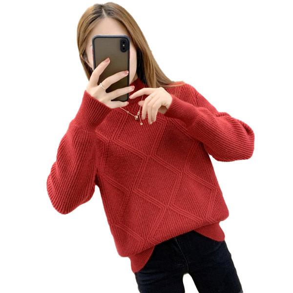 Őszi-téli női pulóver magas gallérral