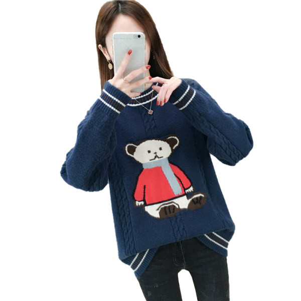 Alkalmi női pulóver ovális nyakkivágással és mintával