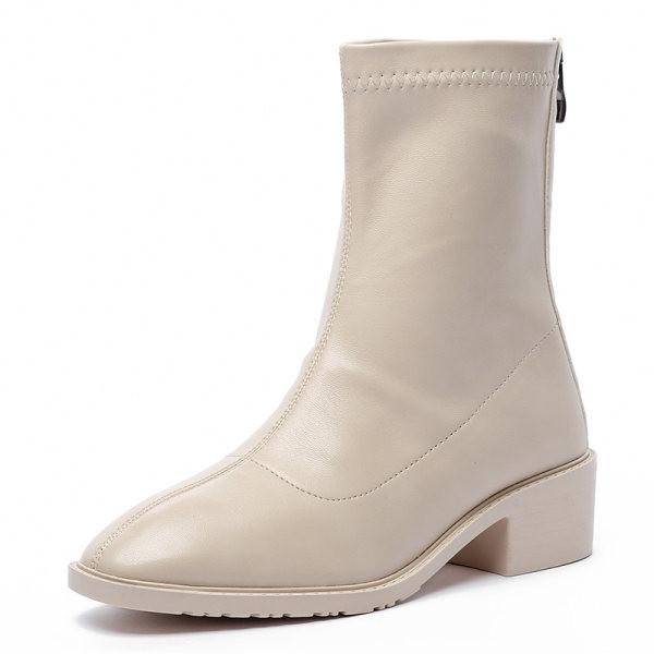 Alkalmi női bőrcsizma szögletes 4 cm-es sarokkal