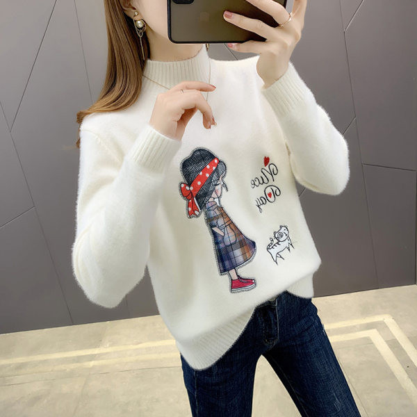 Őszi-téli női pulóver rátéttel