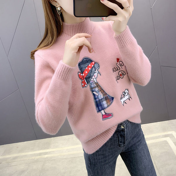 Őszi-téli női pulóver rátéttel