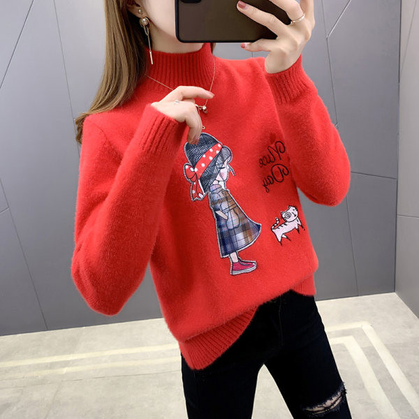 Őszi-téli női pulóver rátéttel