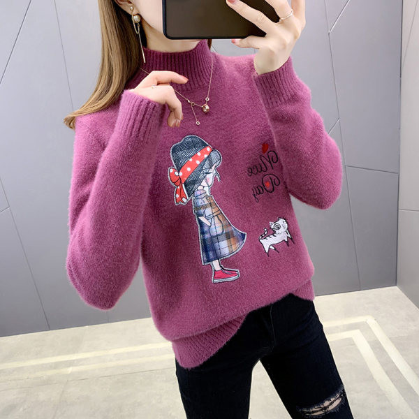 Őszi-téli női pulóver rátéttel