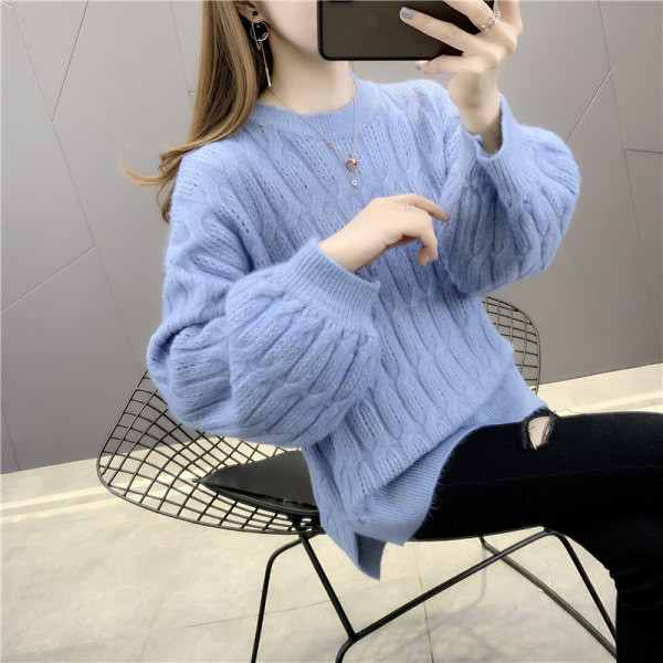 Női őszi-téli pulóver, széles ujjal