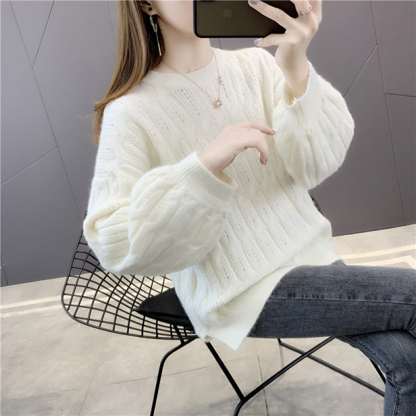 Női őszi-téli pulóver, széles ujjal