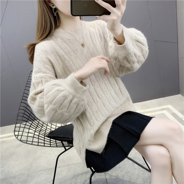 Női őszi-téli pulóver, széles ujjal