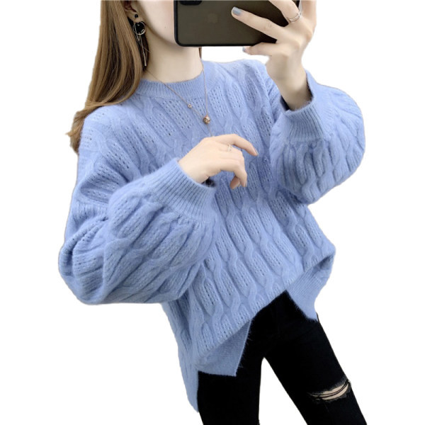 Női őszi-téli pulóver, széles ujjal