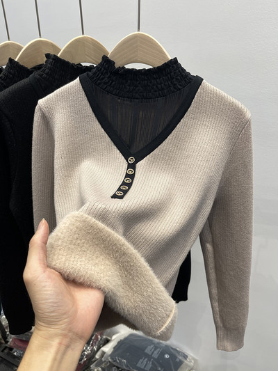 Μοντέρνο γυναικείο εφαρμοστό πουλόβερ με γιακά πόλο - πολλά χρώματα