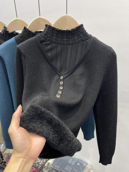 Modern női testhezálló pulóver pólógallérral - többféle színben