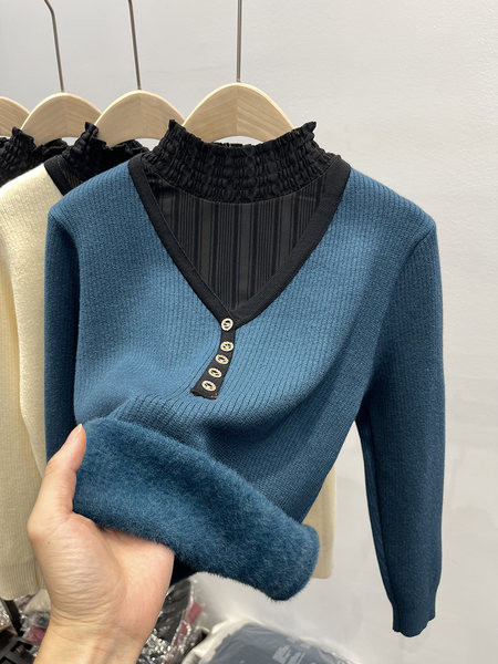 Modern női testhezálló pulóver pólógallérral - többféle színben