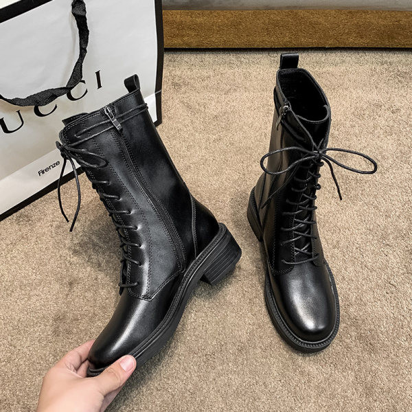 Új modell eco bőr csizma fűzővel és cipzárral