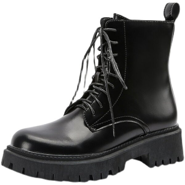 Alkalmi női fekete csizma durva talppal - fekete színű