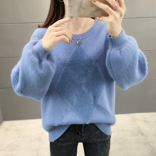 Puha női pulóver őszi és téli széles modellhez