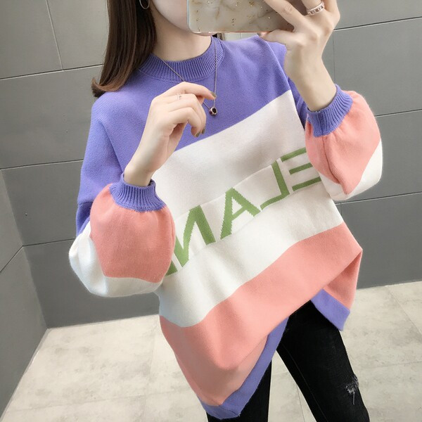 Új modell női pulóver felirattal - széles modell