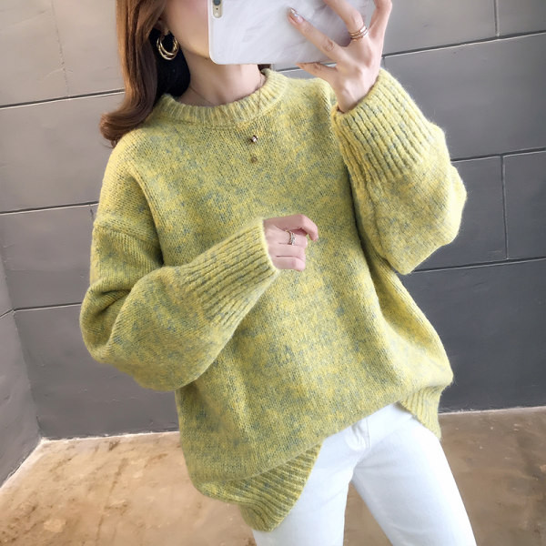 Ingyenes modell női téli pulóver O-nyakkal