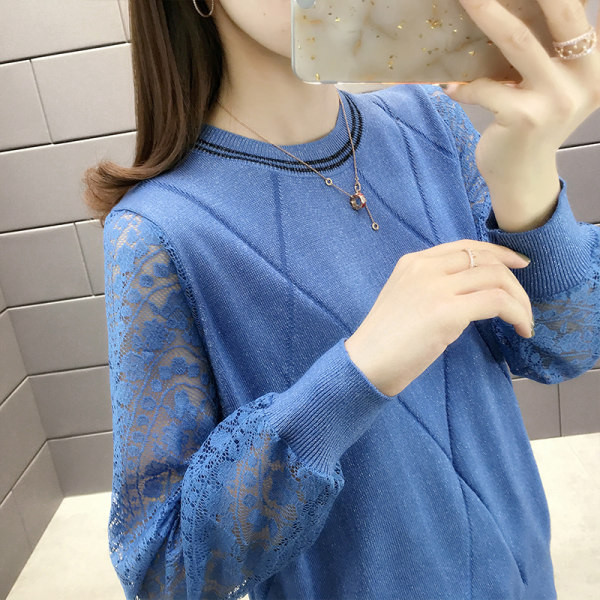 Új modell női kötött, csipkeujjú pulóver