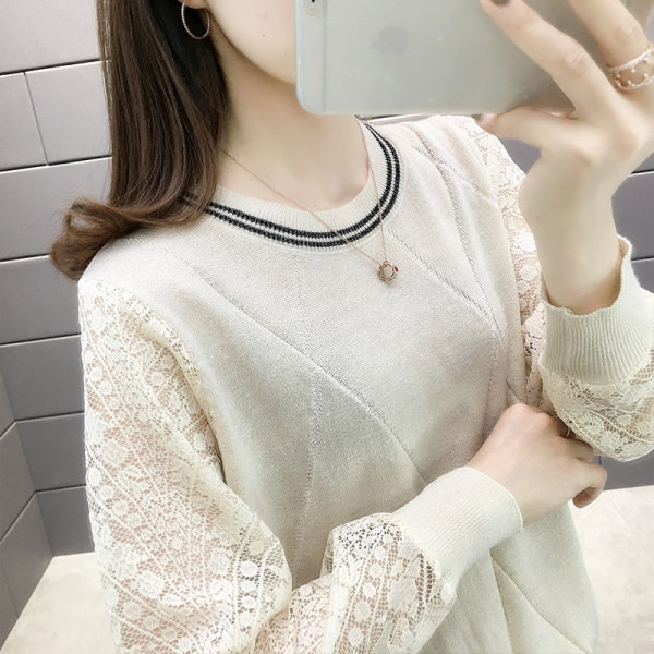 Új modell női kötött, csipkeujjú pulóver